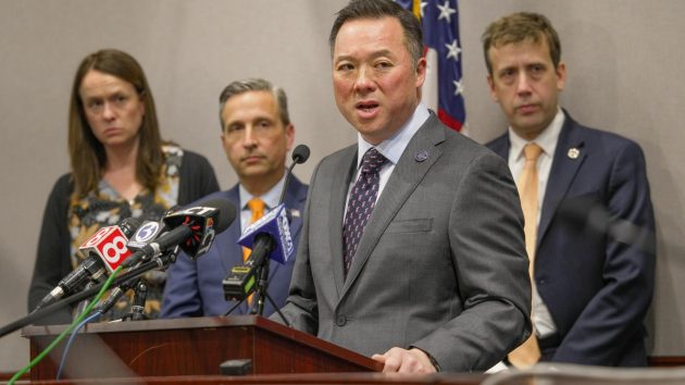 Attorney General William Tong speaks at a Tuesday press conference with legislative leaders. Credit: Mollie Lewis / Senate Democrats